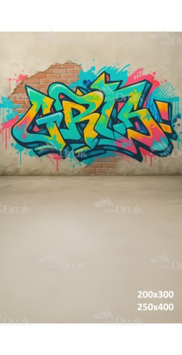 Tło fotograficzne – Kolorowe graffiti na zniszczonej ścianie | 3673